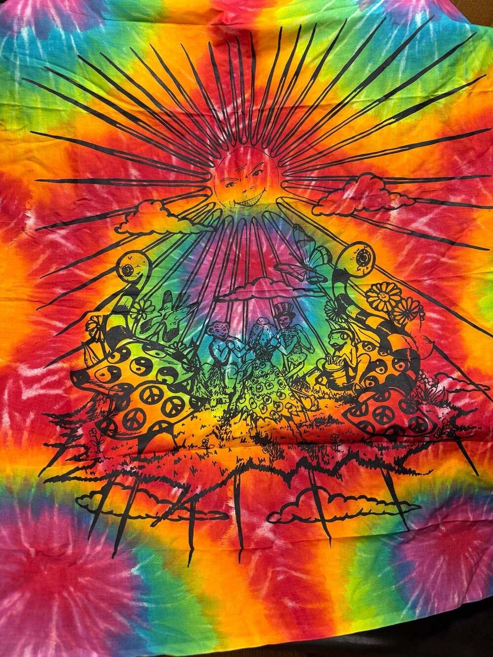 Majestic Sky Cotton Tie Dye Tapestry Wall Hanging Rainbow